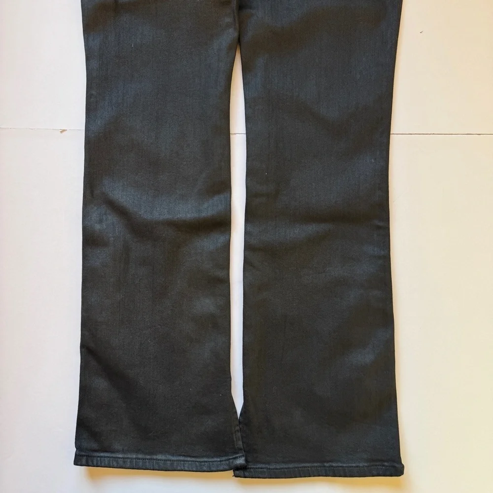 Denim Forum The Lola Split Hi Rise Skinny Jean Coated Stay Black Waxed Sz 32 - Picture 15 of 16